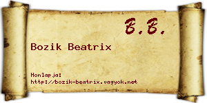 Bozik Beatrix névjegykártya